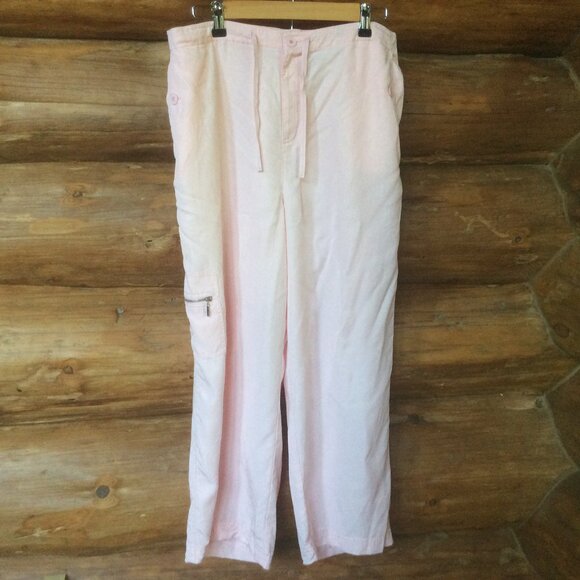 Bloomingdale's Pink Two Piece Shacket High Rise Crop Wide Leg Pant Set Size 14 - Picture 3 of 10